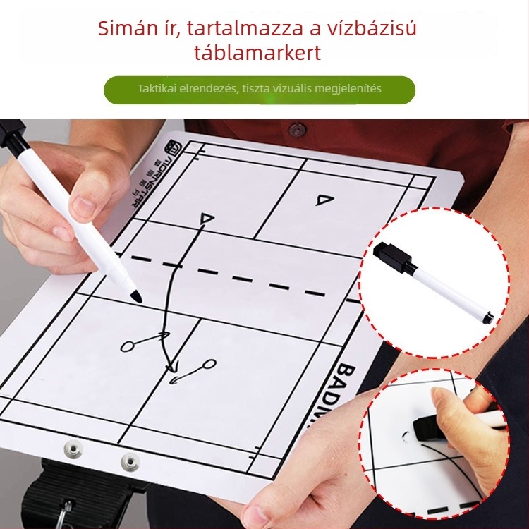 Mágneses taktikai edzőtábla futballhoz és labdajátékokhoz tollal és radírral
