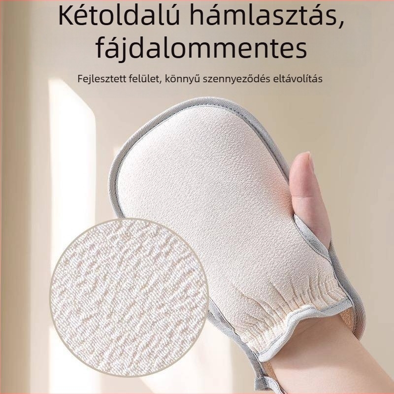 Női fürdőkesztyű – hámlasztó, durva szemcsés felület, lélegző, megvastagított, poliészter anyag
