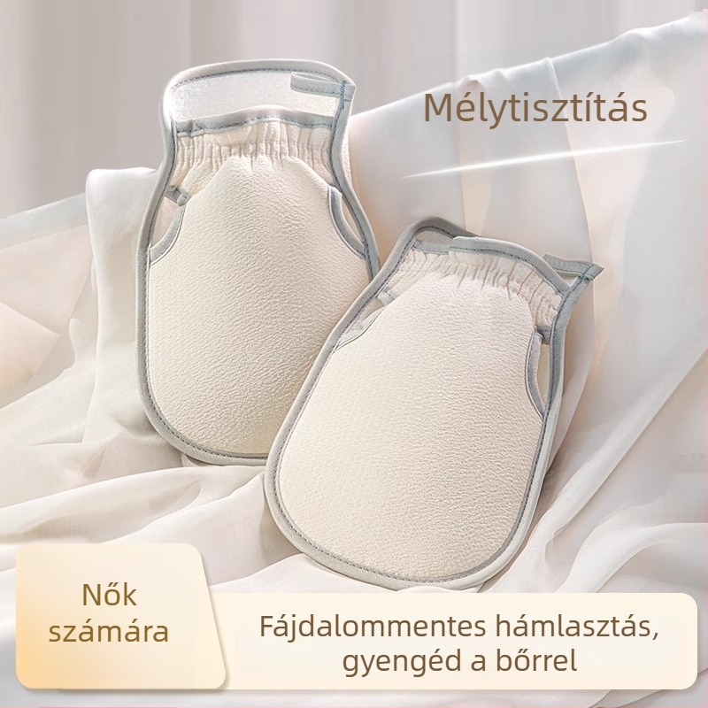 Női fürdőkesztyű – hámlasztó, durva szemcsés felület, lélegző, megvastagított, poliészter anyag