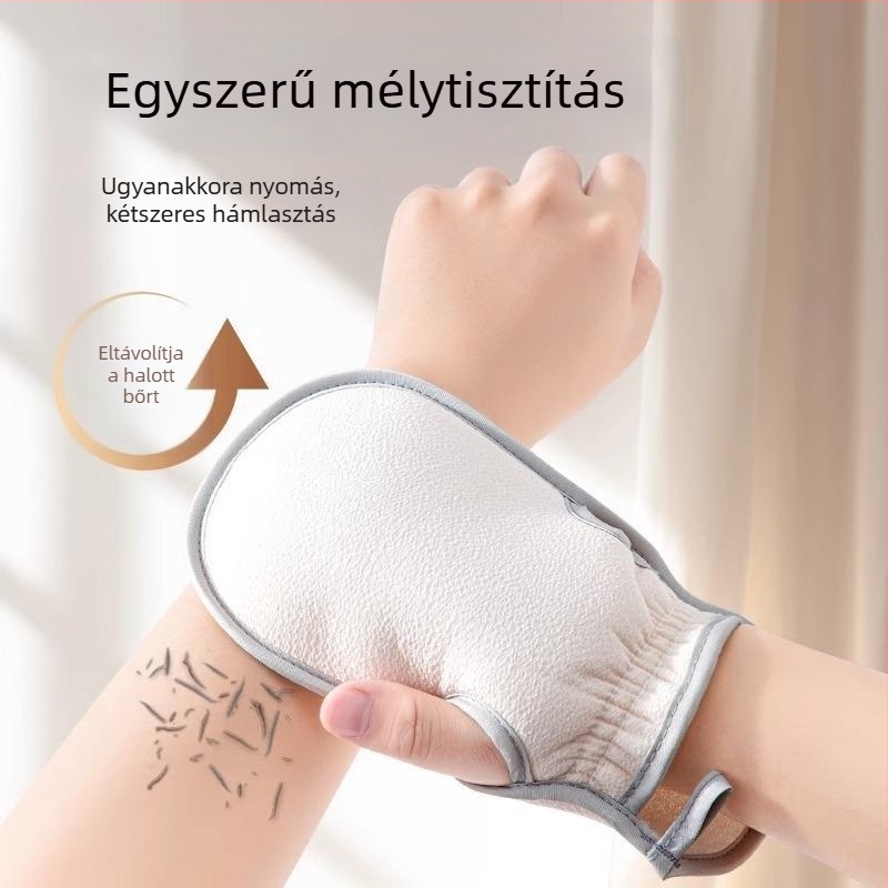Női fürdőkesztyű – hámlasztó, durva szemcsés felület, lélegző, megvastagított, poliészter anyag