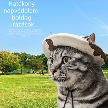 Kisállatok napvédő sapkája – füllyukakkal, halász stílus, pamut, domborított, tavasz, lazább