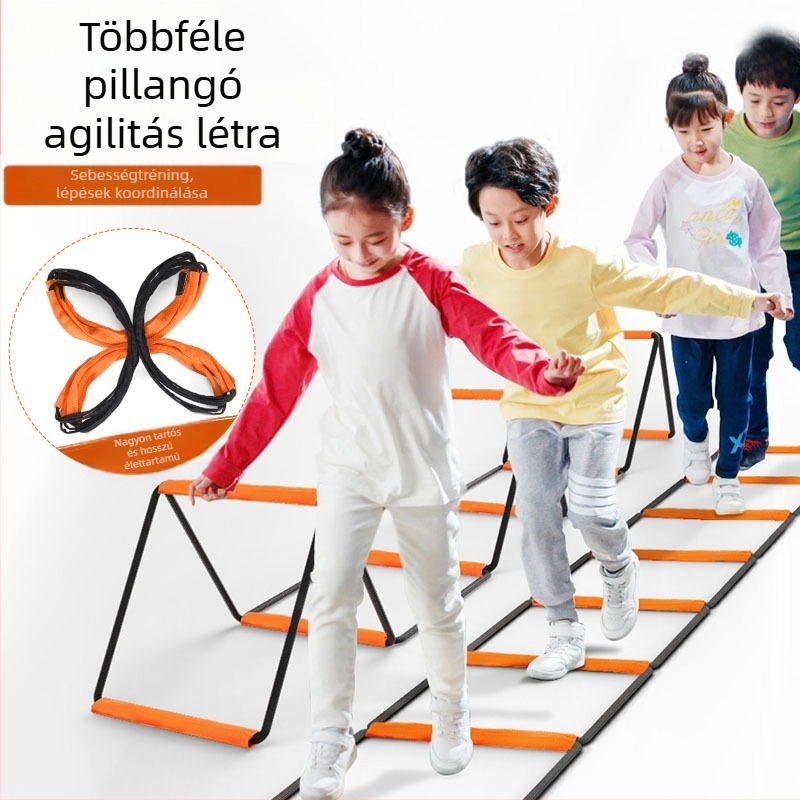Edzés segéd: többfunkciós összecsukható agilitási létra, acél konstrukció, alkalmas futballhoz, Roneng márka