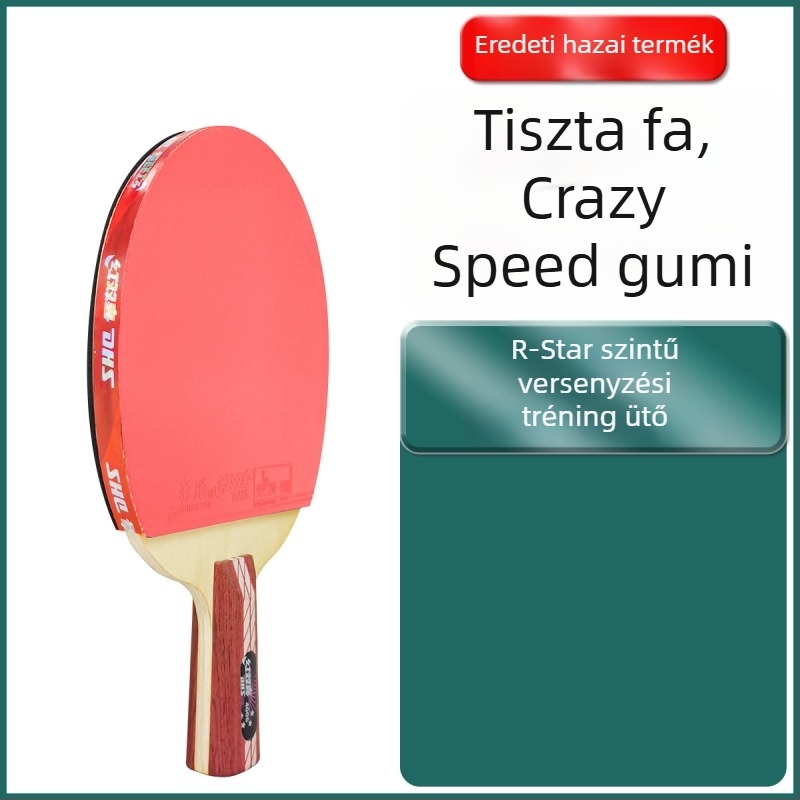 DHS Red Double Happiness asztaliteniszütő, 6 csillagos R-típusú, univerzálisan professzionális, reverse-glue gumi, Basswood penge, egyenes ütés.