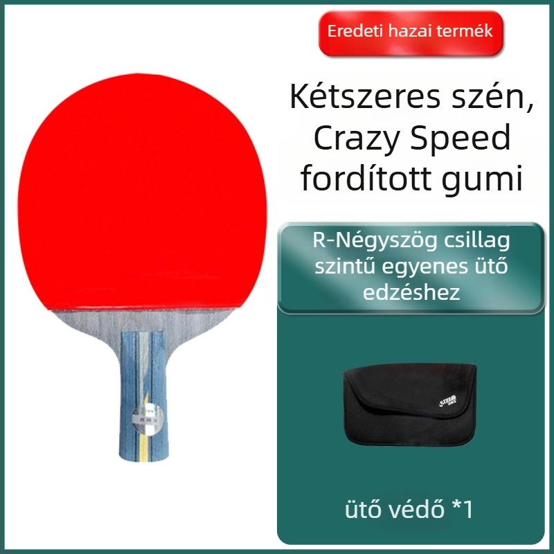 DHS Red Double Happiness asztaliteniszütő, 6 csillagos R-típusú, univerzálisan professzionális, reverse-glue gumi, Basswood penge, egyenes ütés.