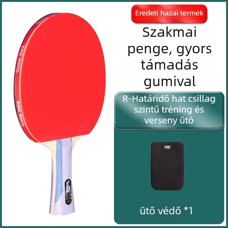 DHS Red Double Happiness asztaliteniszütő, 6 csillagos R-típusú, univerzálisan professzionális, reverse-glue gumi, Basswood penge, egyenes ütés.