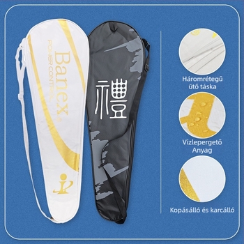 Badmintonütő táska, vízálló Oxford anyagból, háromrétegű megerősített tároló, egylábas vállkialakítás, testreszabható logó, Brother márka