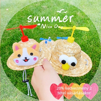 Forgó bambusz-dragonfly motívumos fűből készült sapka háziállatok számára, kutyáknak és macskáknak - anyag: selyem virág, ősz, univerzális használat, minta 69850