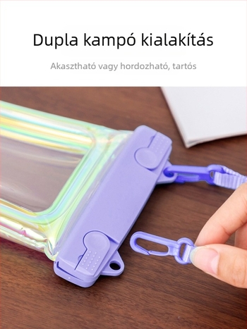 TPU vízálló telefon tok lézeres, színes dizájnnal, érintőképernyő és felfújható lebegő légzsák