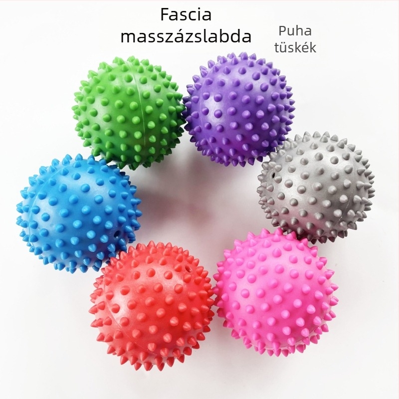 9 cm puha PVC tüskés labda masszázsra és akupunktúra pontok stimulálására; fogó labda; talpi fascia jóga- és fitneszlabda; sünlabda