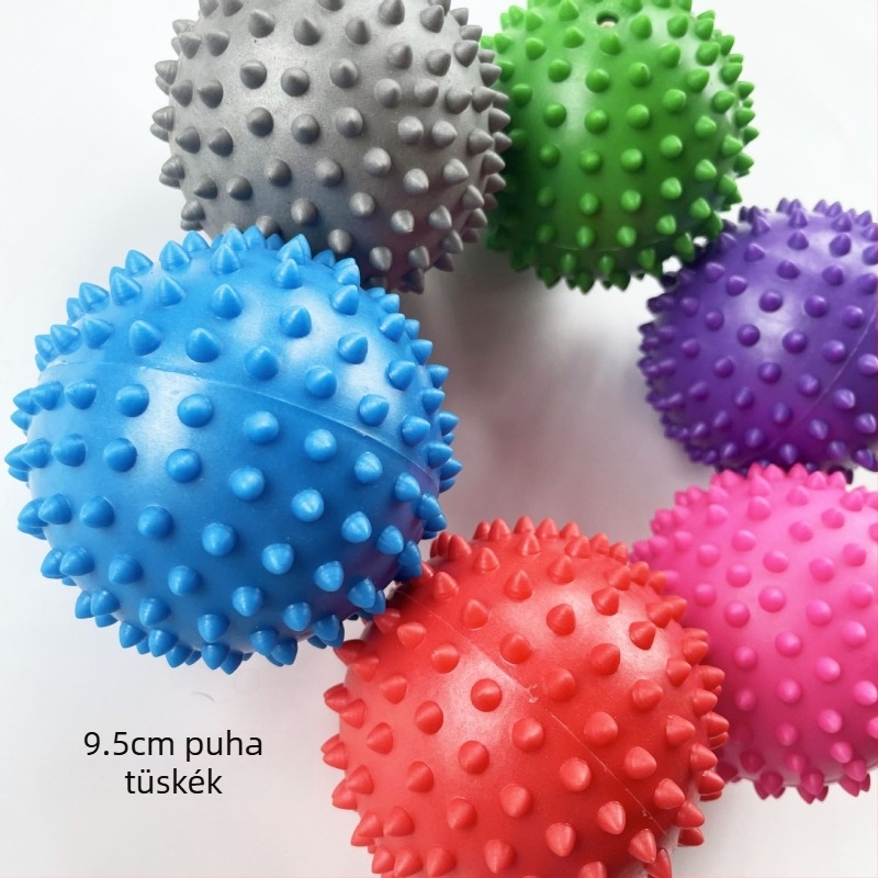 9 cm puha PVC tüskés labda masszázsra és akupunktúra pontok stimulálására; fogó labda; talpi fascia jóga- és fitneszlabda; sünlabda