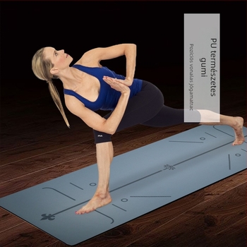 PU természetes gumiból készült jóga matrac, csúszásmentes testhelyzet vonallal, fitnesshez, luxus matrac hang- és ütéscsillapítással, csendes pózvezetés, méretei 183x68 cm