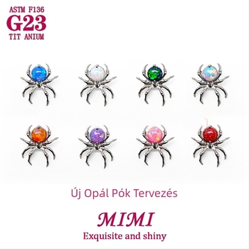 Piercing ékszer - titániumötvözet, cirkóniával díszítve, uniszex dizájn, Princess sorozat