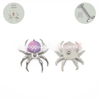 Piercing ékszer - titániumötvözet, cirkóniával díszítve, uniszex dizájn, Princess sorozat