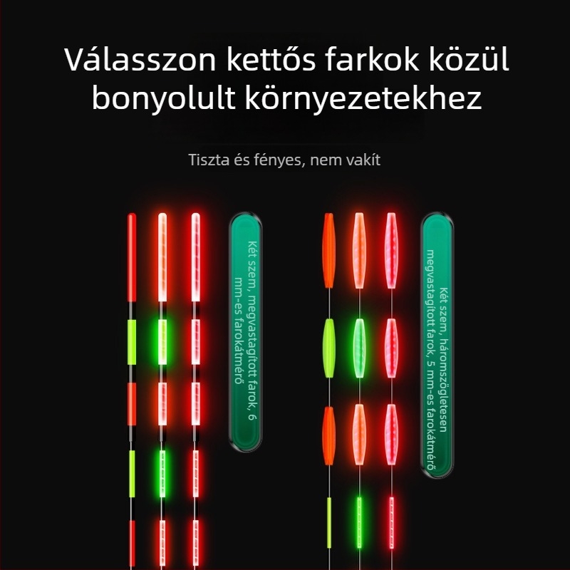 Nappal- és éjszakai kettős funkciójú elektronikus úszó, nagy érzékenységű, színt váltó kapásjelző, nagytestű halakhoz