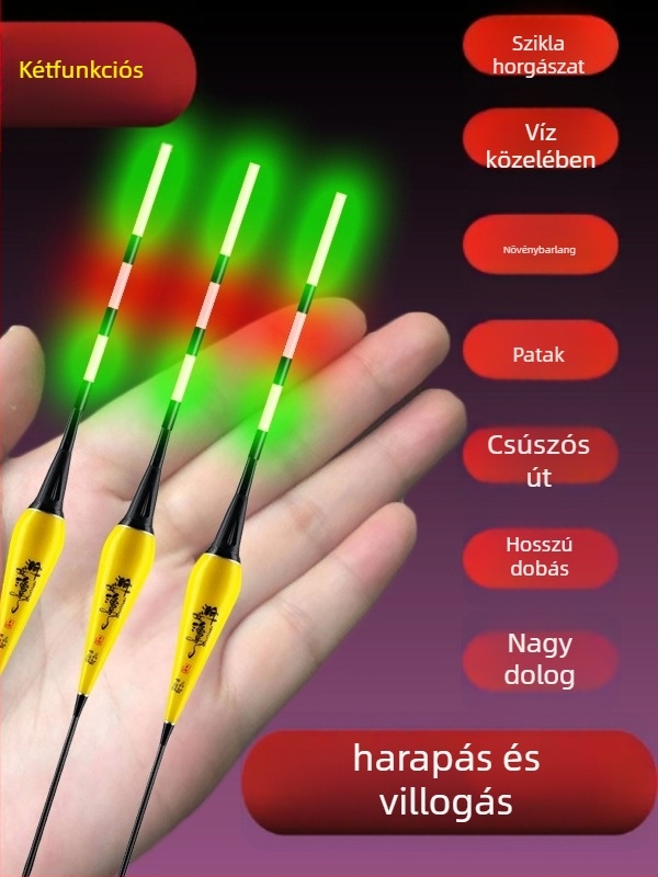 Elektronikus úszó sekély vízre, világító, ultra rövid, szénszálas anyag.