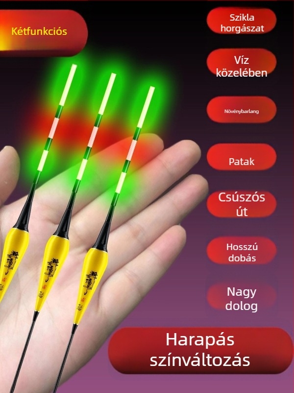Elektronikus úszó sekély vízre, világító, ultra rövid, szénszálas anyag.
