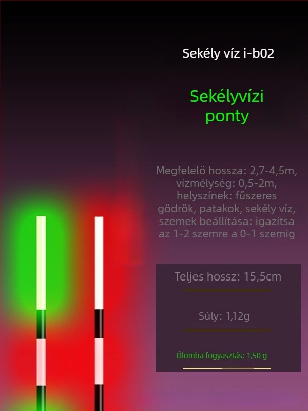 Elektronikus úszó sekély vízre, világító, ultra rövid, szénszálas anyag.
