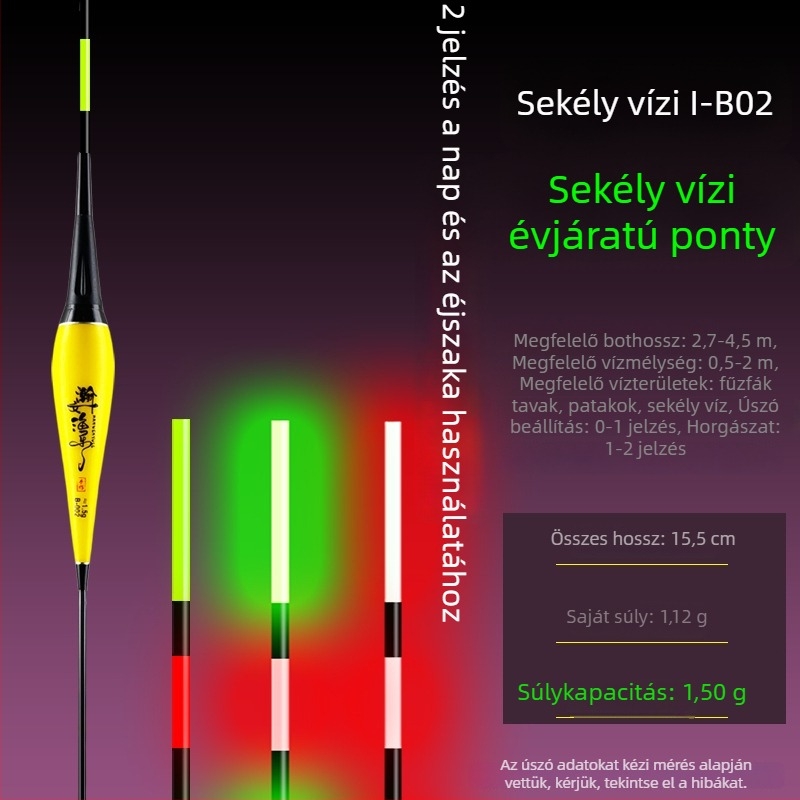 Elektronikus úszó sekély vízre, világító, ultra rövid, szénszálas anyag.