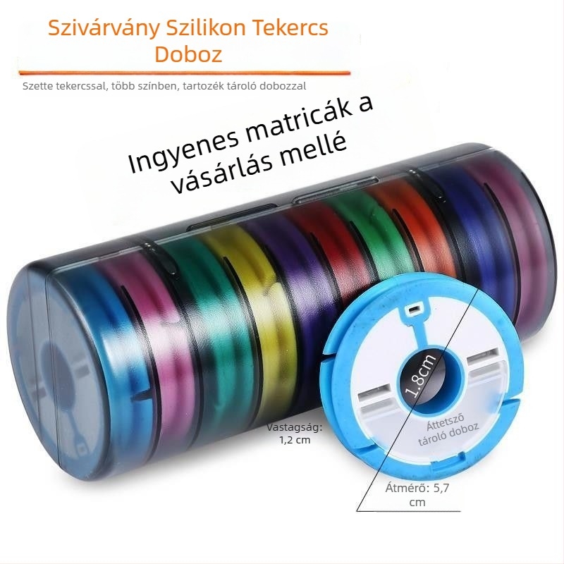 Kör alakú fővonal-doboz, sűrített szilikonból, többfunkciós, ellenáll a zuhanásnak, kopásálló, szivárványos tekerés