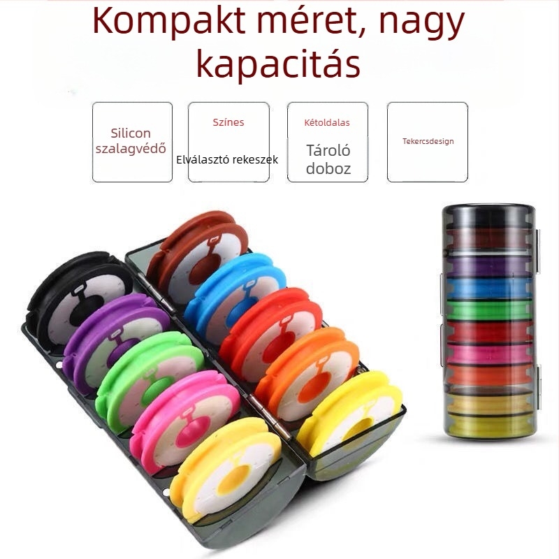 Kör alakú fővonal-doboz, sűrített szilikonból, többfunkciós, ellenáll a zuhanásnak, kopásálló, szivárványos tekerés