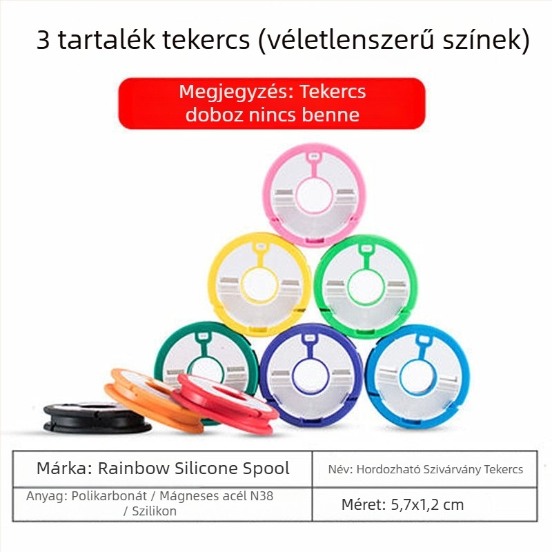 Kör alakú fővonal-doboz, sűrített szilikonból, többfunkciós, ellenáll a zuhanásnak, kopásálló, szivárványos tekerés