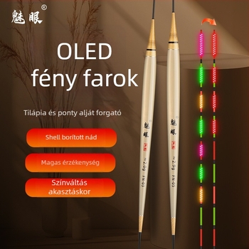 Charming Eyes OLED világító úszó – Magas érzékenységű harapásjelző, Színváltás nappal/éjszaka, Short Shank, Long Body