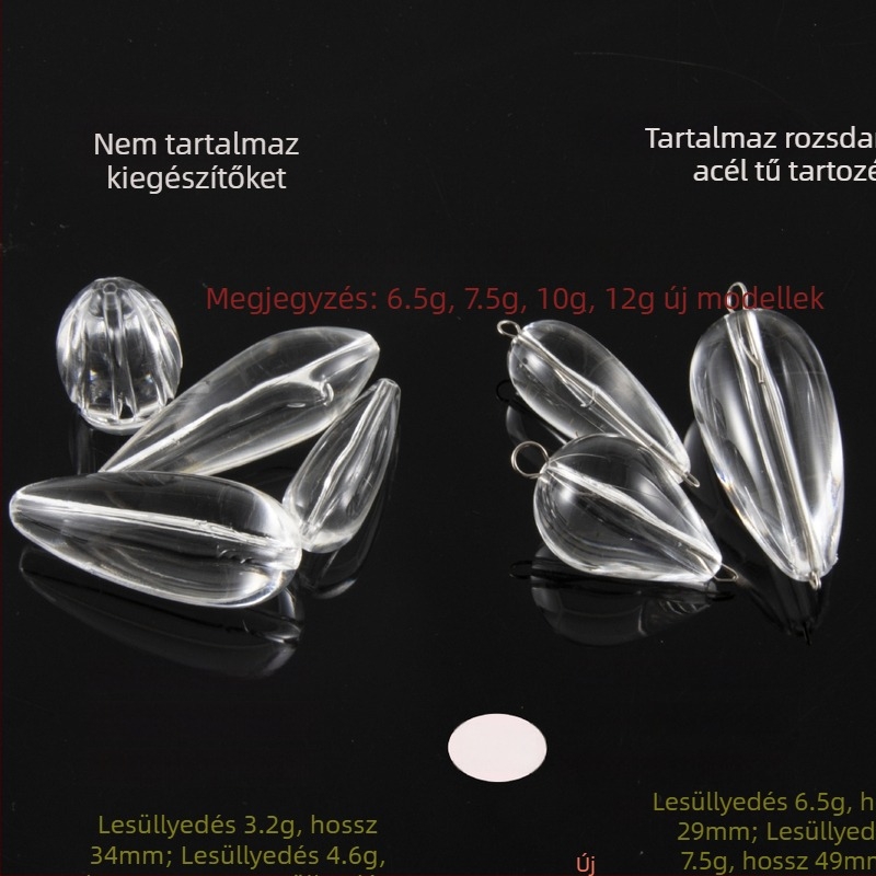 SEELUCKER süllyedő hajító eszköz – horgászfelszerelés, 3.2 g, ABS anyag, átlátszó dizájn