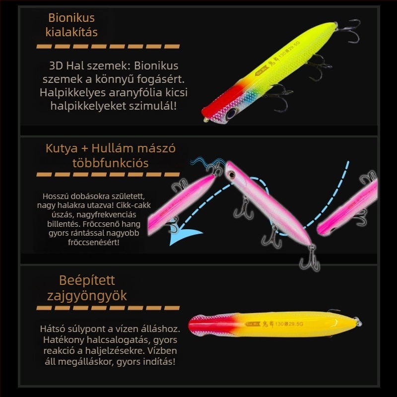 Pure Speed felszíni úszó csalival hosszú távú dobásokhoz — műcsali Topmouth Culter és Sea Bass