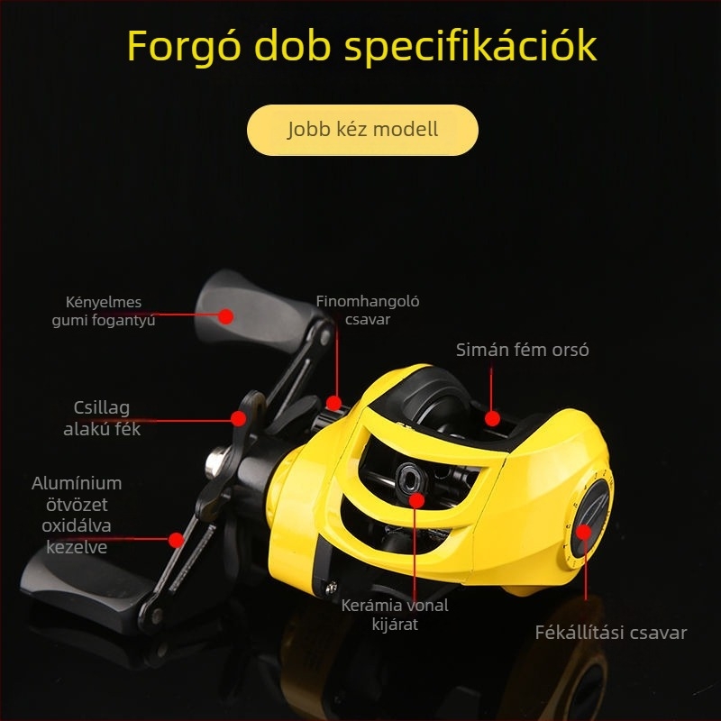 Pergető orsó horgászathoz központi-mágneses kettős fék rendszerrel, hosszú dobás, zsinórtörés elleni védelem, mikro tengelyes dizájn