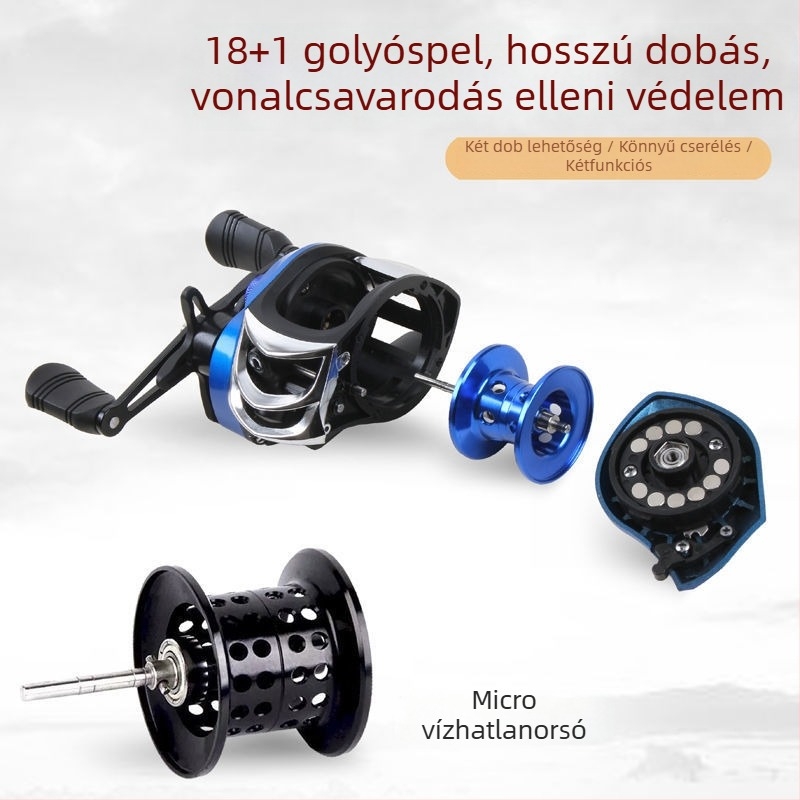 Pergető orsó horgászathoz központi-mágneses kettős fék rendszerrel, hosszú dobás, zsinórtörés elleni védelem, mikro tengelyes dizájn