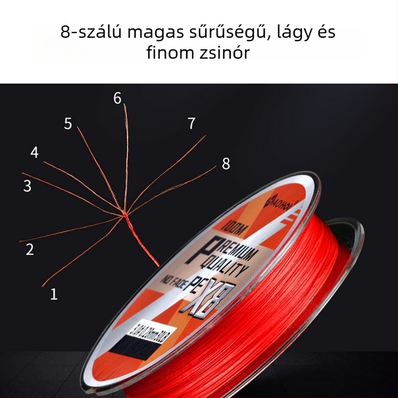 Haohai PE 8-szálú fő zsinór, magas szilárdságú, fakulásmentes, horgászatra, 10 darabos csomag