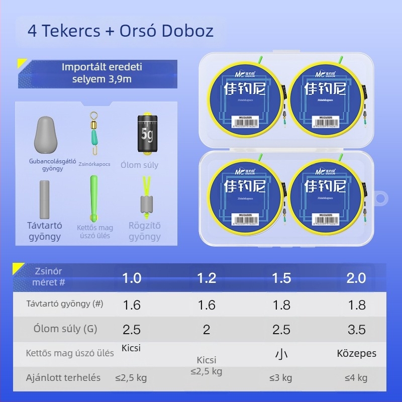 Nylon horgász damil – fővonal készlet gyors alvonal klipekkel