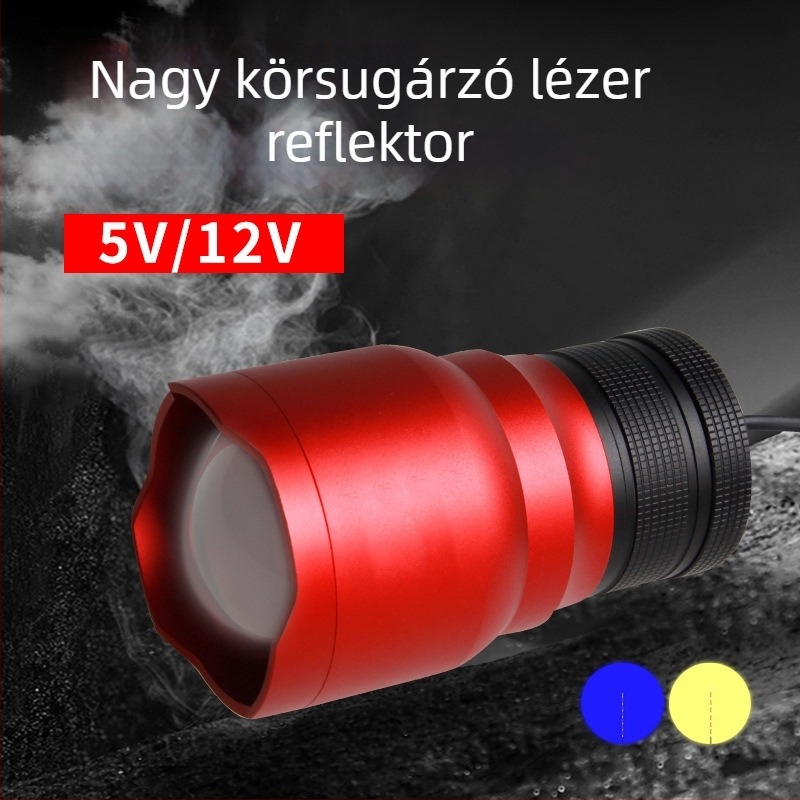 Kültéri horgász lámpa LED-del, alumíniumötvözet test, 200-500 m hatótáv, kinetikus energia-ellátás, Fisherman's Treasure