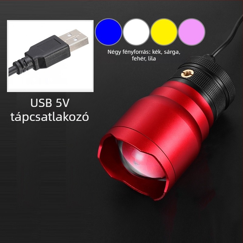 Kültéri horgász lámpa LED-del, alumíniumötvözet test, 200-500 m hatótáv, kinetikus energia-ellátás, Fisherman's Treasure