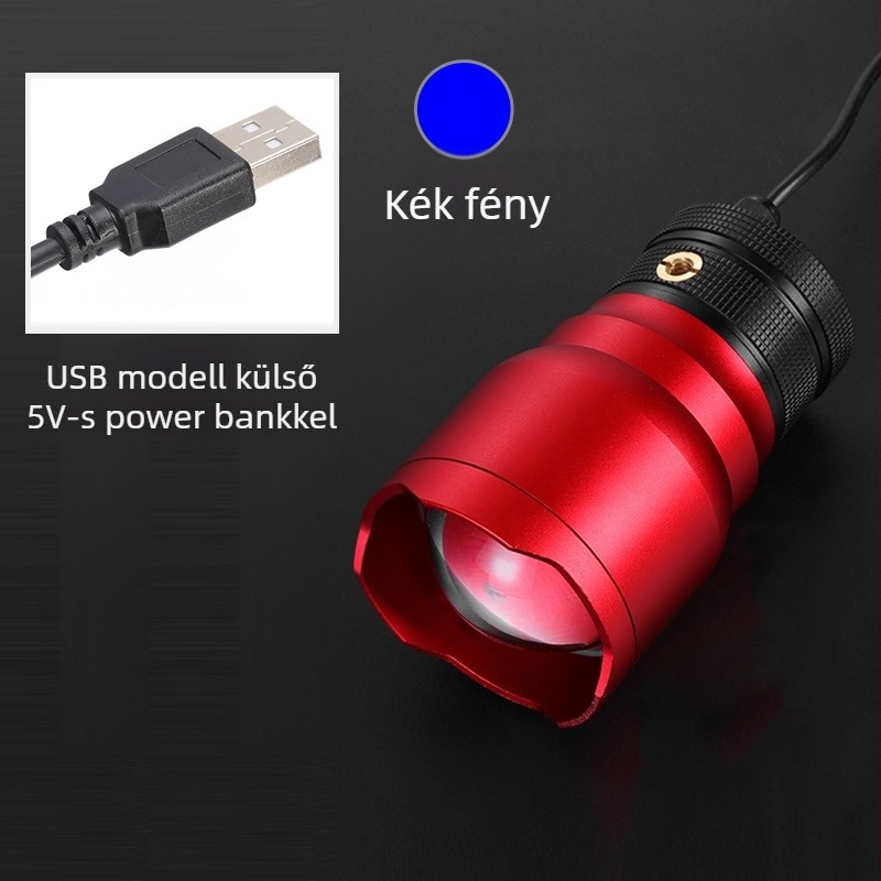 Kültéri horgász lámpa LED-del, alumíniumötvözet test, 200-500 m hatótáv, kinetikus energia-ellátás, Fisherman's Treasure