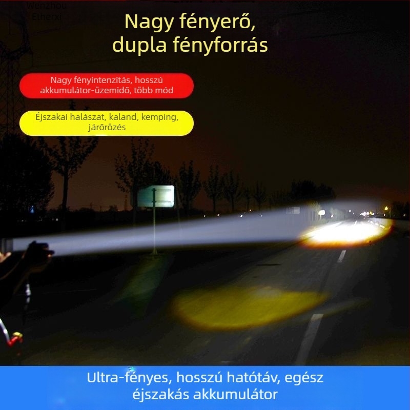 Éjszakai horgász fejlámpa — lítium-akkumulátorról működő, nagy teljesítményű fény, fejre rögzített dizájn, Xiaoduo