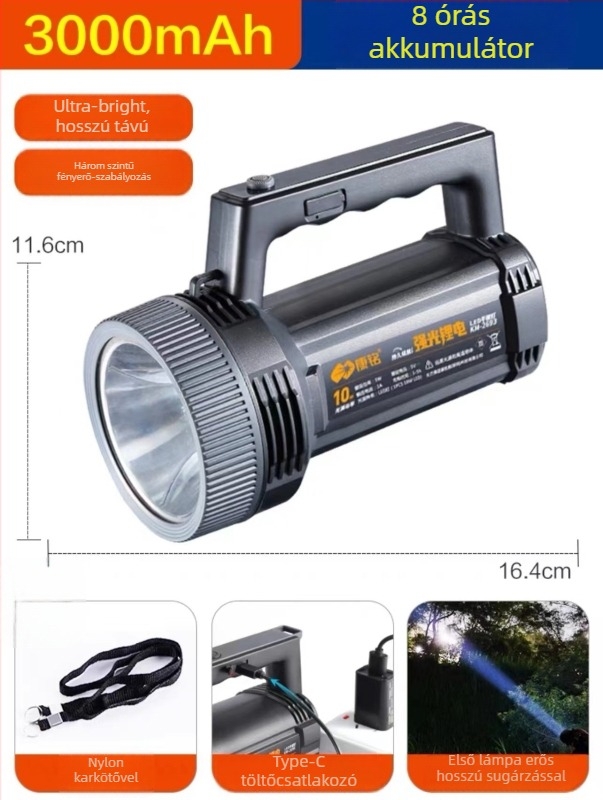 Kang Ming KM2698 KM2697 KM2706 újratölthető LED reflektor, 50W, 10000mAh, hatótáv akár 500 m, kézi használatra, outdoor