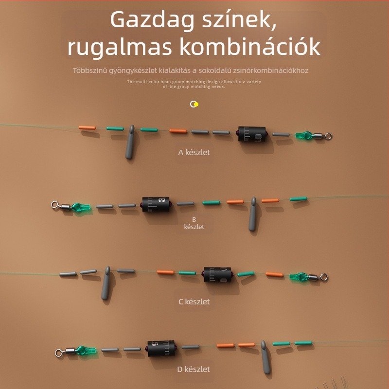 Szilikon távtartó gyöngyök a fő vonalhoz – teljes készlet horgászathoz