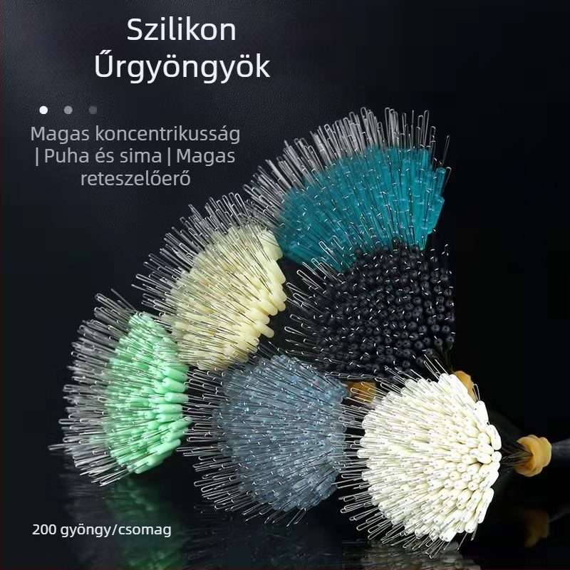 Szilikon Space gyöngyök készlet – átlátszó kristály, tejzöld, gyümölcszöld, bézs, sárga és fekete, zsinóros gyöngykészlet