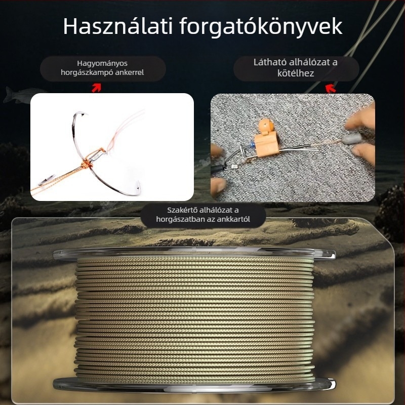 Welcome földszínű PE szövött horgászzsinór, 45 lb, láthatatlan a víz alatt, fő zsinór és előke