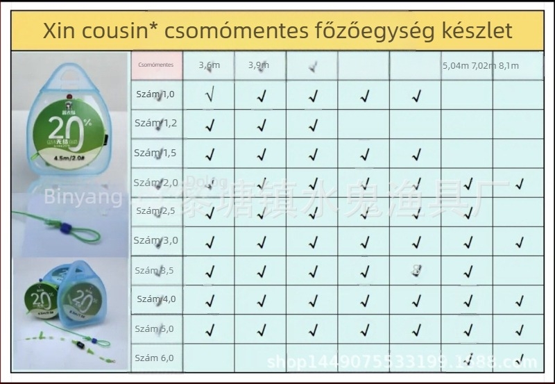 Fő horgászvonal – Xin cousin, nylon, nagy szakítószilárdság, 20 tekercs, orsó átmérője 5,8 cm
