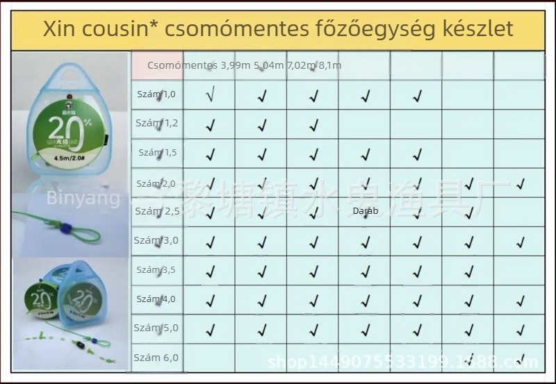Fő horgászvonal – Xin cousin, nylon, nagy szakítószilárdság, 20 tekercs, orsó átmérője 5,8 cm