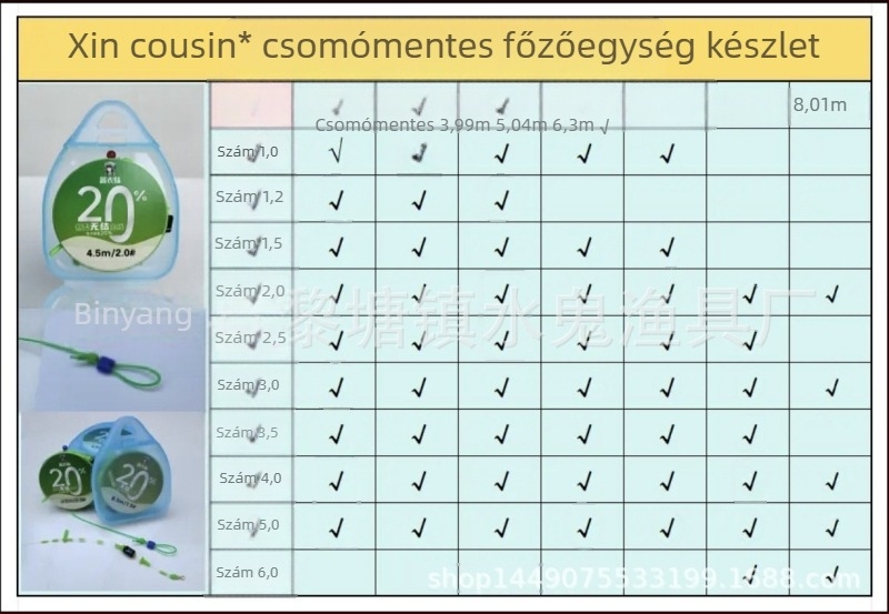 Fő horgászvonal – Xin cousin, nylon, nagy szakítószilárdság, 20 tekercs, orsó átmérője 5,8 cm