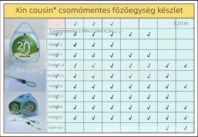 Fő horgászvonal – Xin cousin, nylon, nagy szakítószilárdság, 20 tekercs, orsó átmérője 5,8 cm