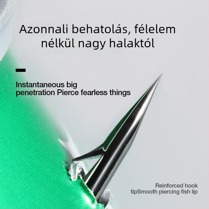 Széles hasú Crank horog basszhoz — bodrozott horog, 1 db, folyók, tavak, tengerpart, hajó és sziklaszirt