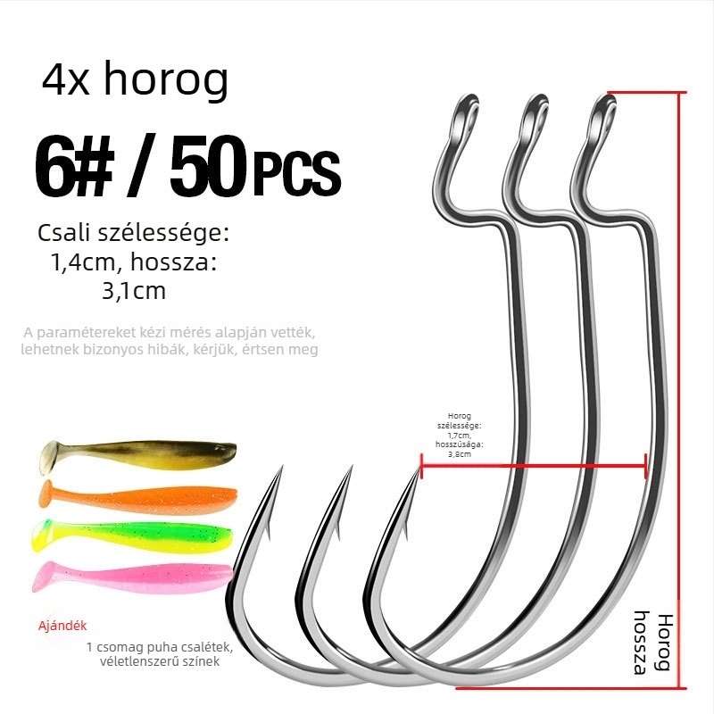 Széles hasú Crank horog basszhoz — bodrozott horog, 1 db, folyók, tavak, tengerpart, hajó és sziklaszirt