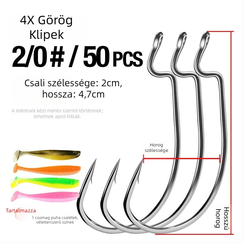 Széles hasú Crank horog basszhoz — bodrozott horog, 1 db, folyók, tavak, tengerpart, hajó és sziklaszirt