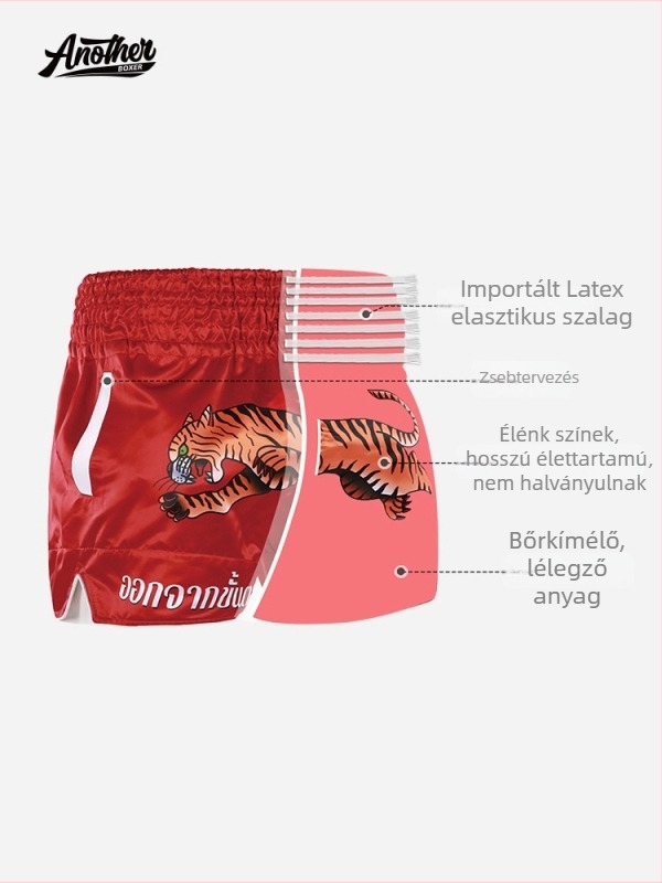 Muay Thai rövidnadrág oldalról fedős zsebbel - felnőtteknek, küzdősportok, 100% poliészter, vegyes rostanyagú szövet