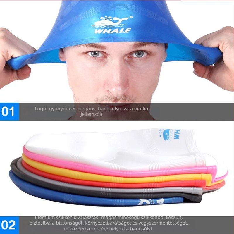 Felnőtt szilikon úszósapka vízálló fülvédővel, nagy rugalmasságú, kényelmes edzéshez