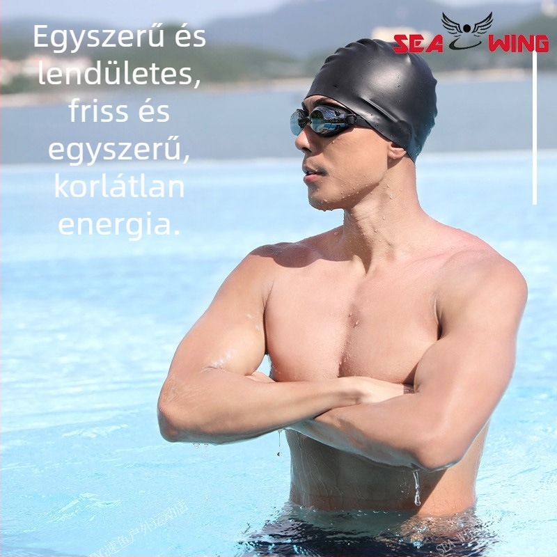 SEAWING szilikon úszó sapka fülvédővel felnőtteknek – vízálló, szett: úszószemüveg